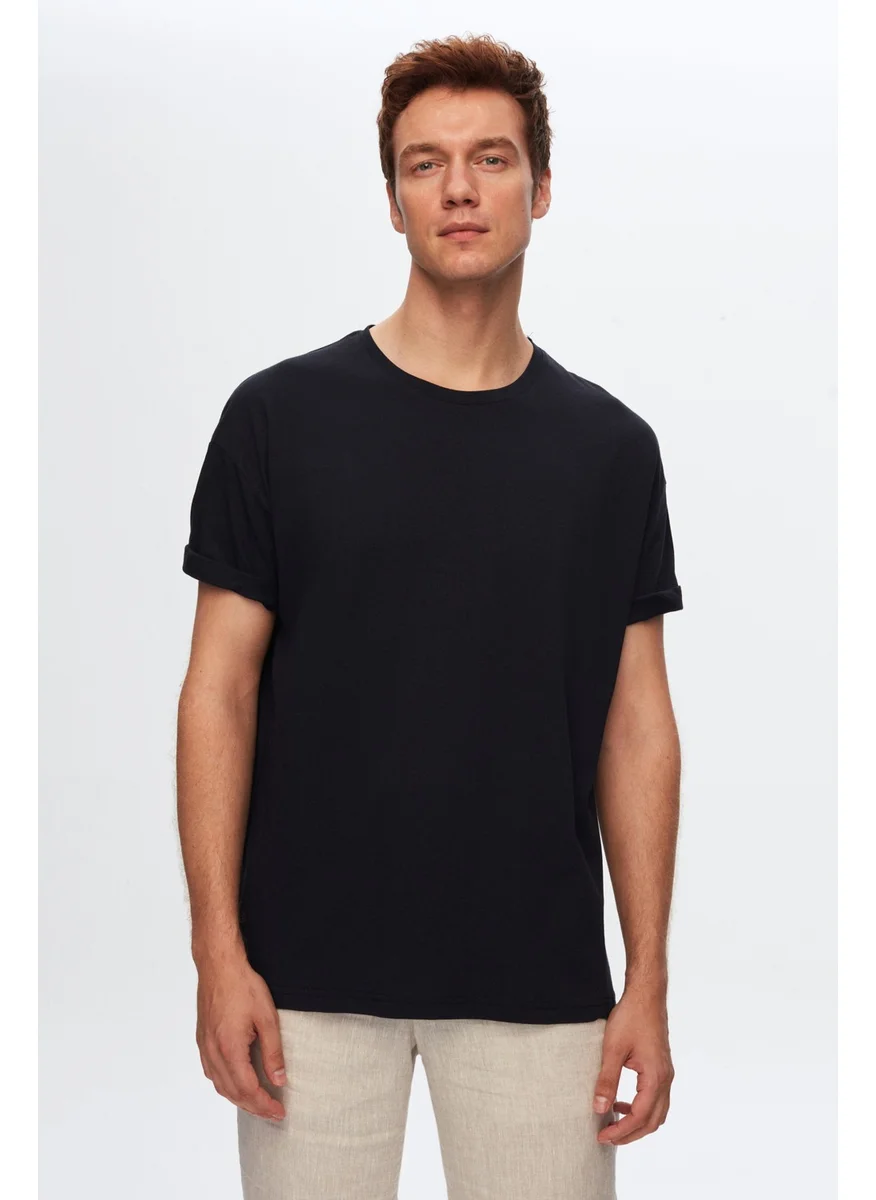 D'S DAMAT Comfort Navy Blue 100% Cotton T-Shirt 6HC14ORT02006