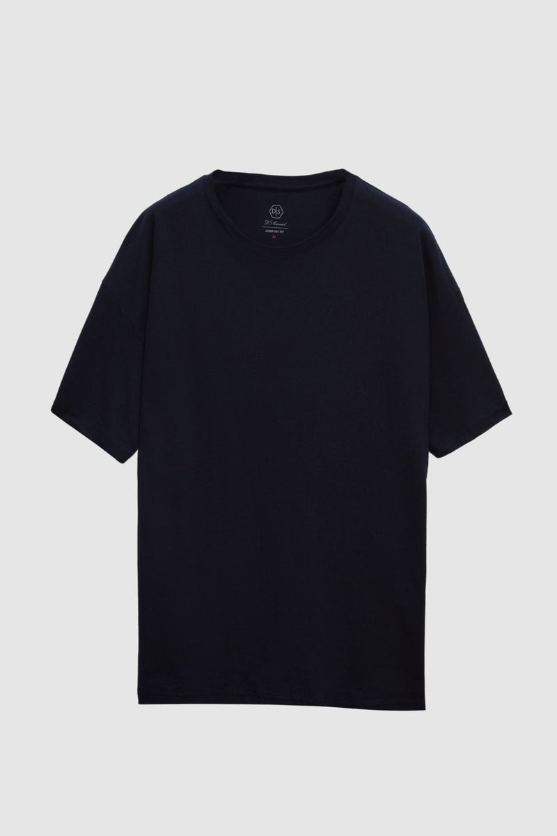 D'S DAMAT Comfort Navy Blue 100% Cotton T-Shirt 6HC14ORT02006 - Image 5