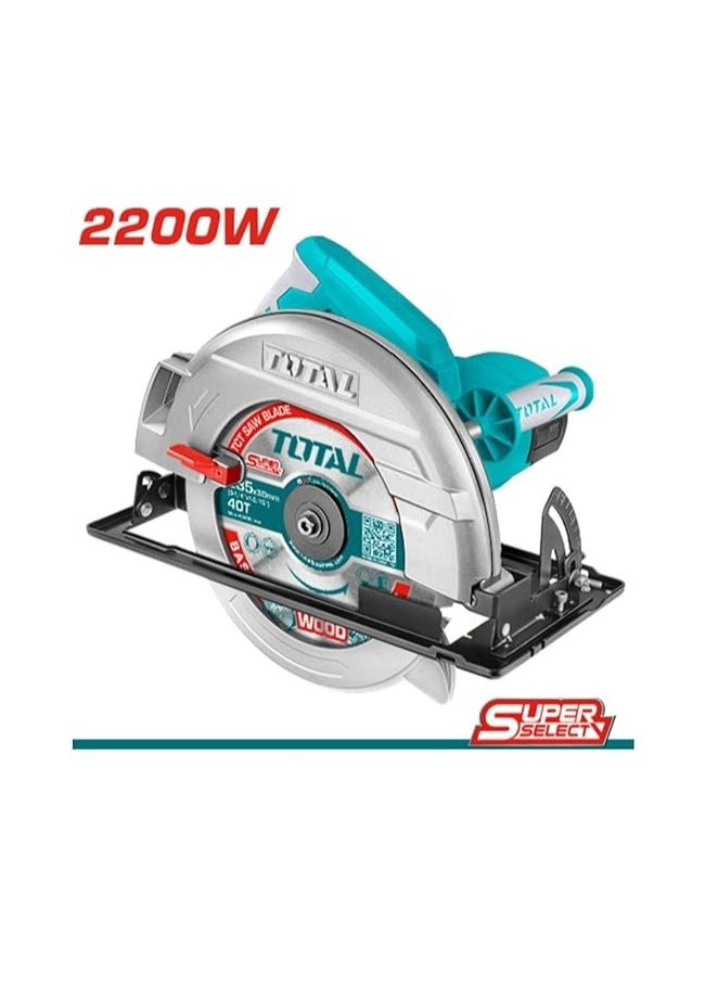 TOTAL TOTAL Circular Saw 9-1/4" 2200W, 4300RPM, Adjustable Depth & Bevel, Includes 235mm Blade & Extra Carbon Brushes for Precise Cutting – Ideal for Wood, Metal & DIY Projects  - Image 2