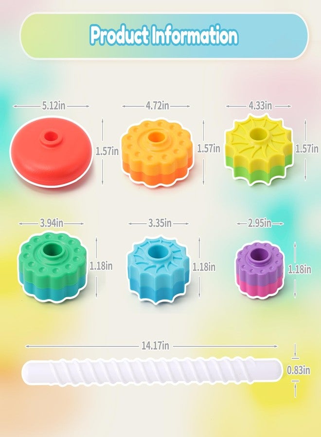 Riuja Baby Spinning Stacking Toys, 1-3 Rainbow Ring Stacker Montessori Toys for Babies, Sensory Toys for Toddlers, Christmas and Birthday Gifts Suitable for Boys and Girls (14 inches) - Image 2