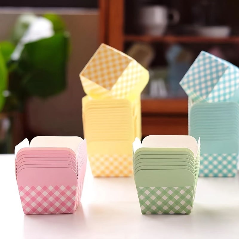 25 Machine Made Pink Disposable Paper Cups For Baking Square Cakes And Muffins - Image 1
