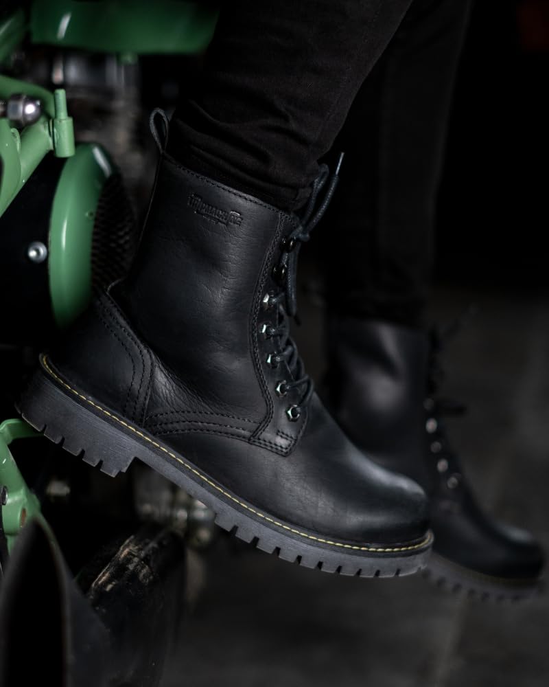 Trip Machine Company Premium Leather Men's Motorcycle Riding Boots - Derby | 3 Point Protection | Ankle, Toe & Heal Protectors | CE Certified | Light Weight | Anti Slip Sole | Lifestyle Boots (Black, Boots Only, UK Footwear Size System, Adult, Men, Numeric, Medium, 8) - Image 4