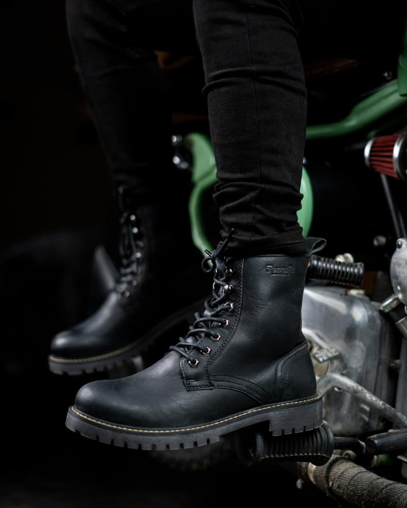 Trip Machine Company Premium Leather Men's Motorcycle Riding Boots - Derby | 3 Point Protection | Ankle, Toe & Heal Protectors | CE Certified | Light Weight | Anti Slip Sole | Lifestyle Boots (Black, Boots Only, UK Footwear Size System, Adult, Men, Numeric, Medium, 8) - Image 3