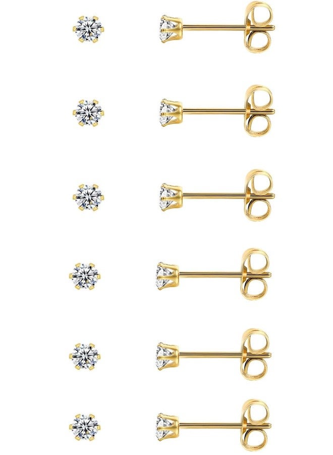 showself 12Pcs 3MM Tiny CZ Stud Earring, 20G Hypoallergenic Surgical Steel Small Gold Cartilage Helix Piercing Jewelry, Micro Stacked Ear Studs, Mini Cubic Zirconia Post Earrings Set for Multiple Hole Piercing - Image 1