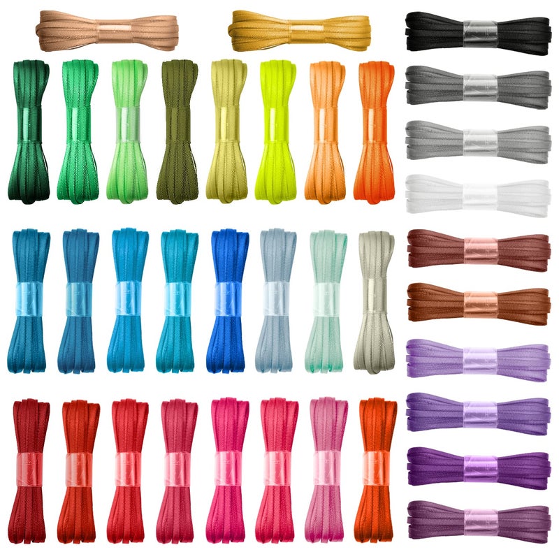 Mlurcu Thin Satin Ribbon 18 Inch Assorted Colors Small Fabric Ribbons for Crafts 36 Multi Pack 198 Yards Double Faced Solid Color Rainbow Ribbon for Gift Wrapping Sewing Hair Bows Card Making Wedding Decor - Image 3