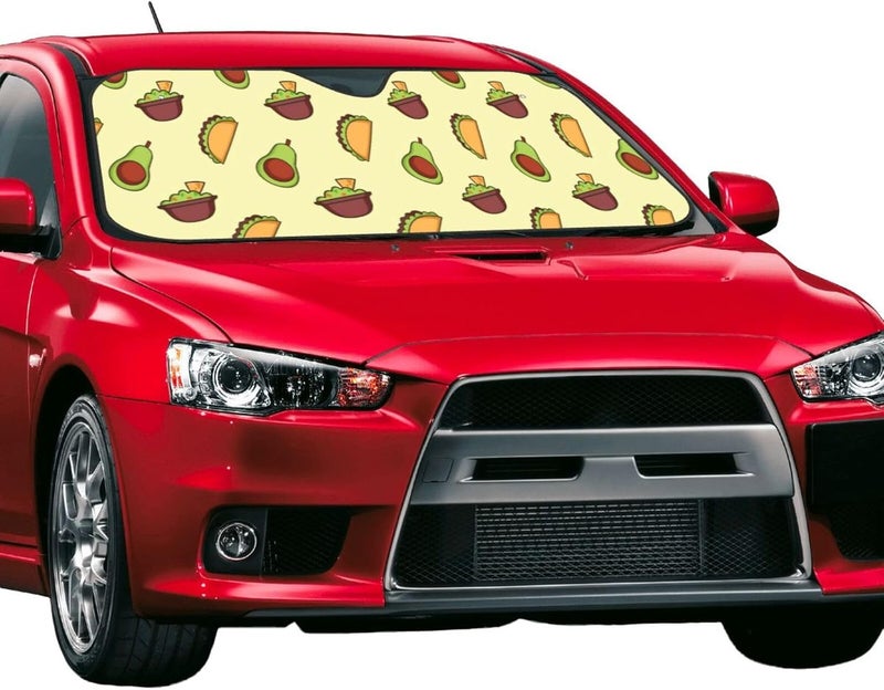 Avocado Taco Yellow Car Windshield Sun Shade, Keeps Interior Cool, Foldable Sun Visor Protector, Fits Cars Trucks SUVs Small - Image 2