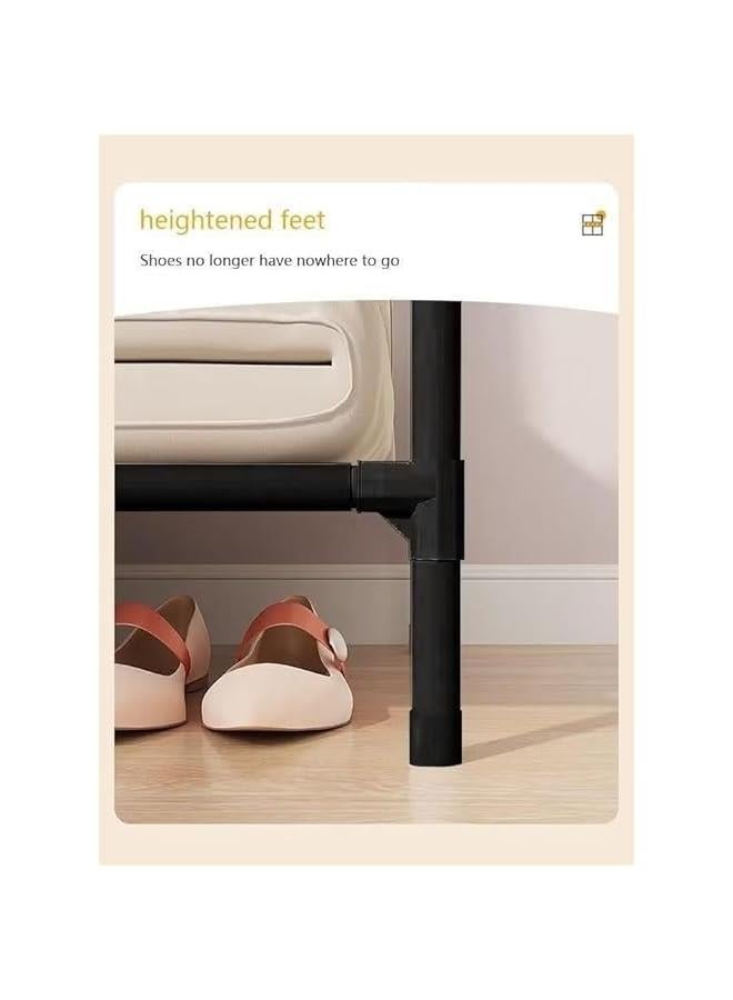 هوكور رف ملابس بقضيب مزدوج مع حقيبة تخزين سفلية، شماعة قائمة بذاتها محمولة موفرة للمساحة لتنظيم الملابس لتخزين المعاطف والتنانير والاحذية والشنط والسترات، أسود، بلاستيك معدن - Image 2