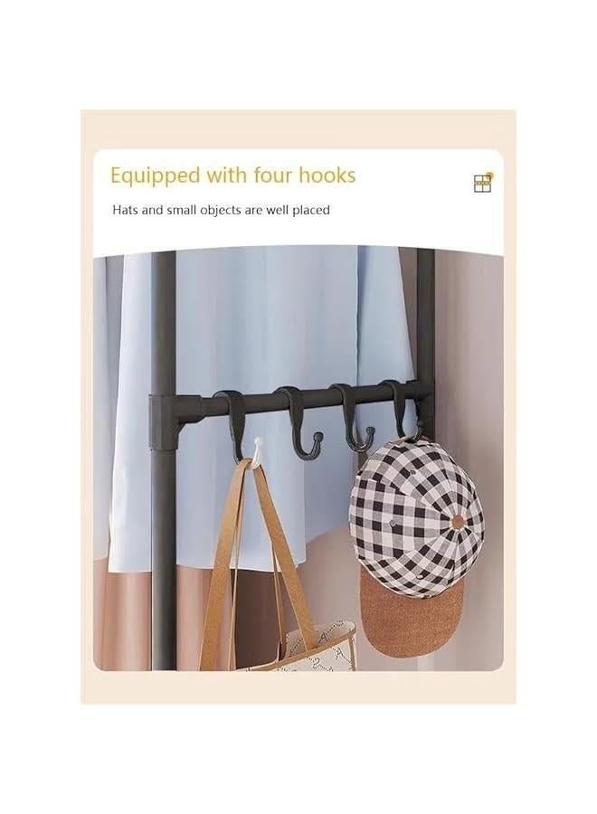 هوكور رف ملابس بقضيب مزدوج مع حقيبة تخزين سفلية، شماعة قائمة بذاتها محمولة موفرة للمساحة لتنظيم الملابس لتخزين المعاطف والتنانير والاحذية والشنط والسترات، أسود، بلاستيك معدن - Image 3