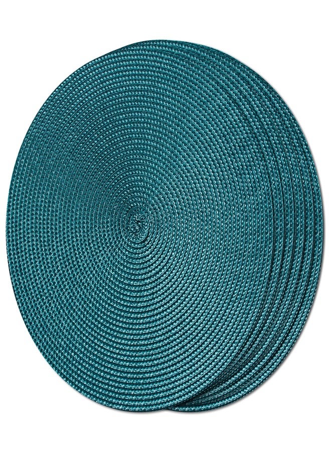 FunWheat Round Braided Placemats Set of 6 Place Mats for Dining Tables Woven Washable Non-Slip Table mats Small 13 inch(S Teal, 6pcs) - Image 1