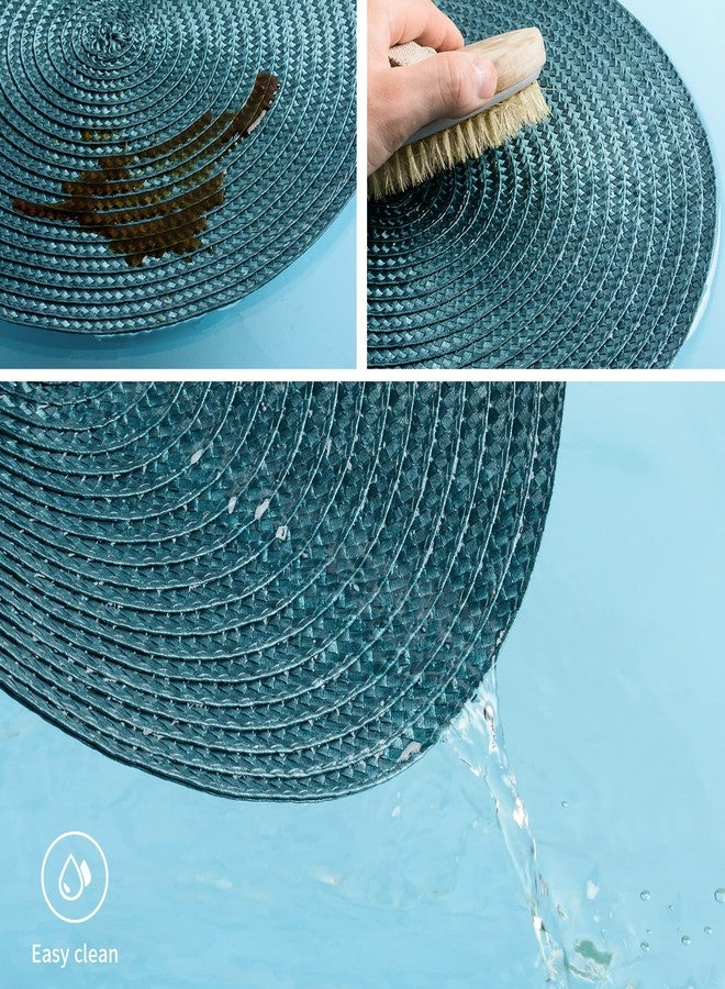 FunWheat Round Braided Placemats Set of 6 Place Mats for Dining Tables Woven Washable Non-Slip Table mats Small 13 inch(S Teal, 6pcs) - Image 4
