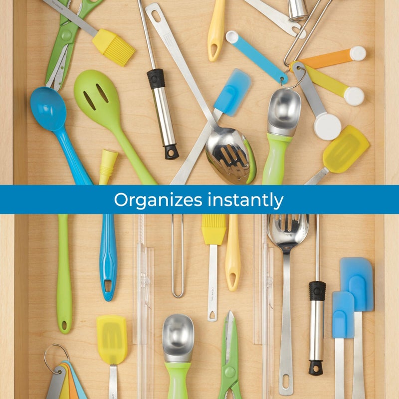 InterDesign iDesign Plastic Adjustable Deep Drawer Divider, Kitchen, Dresser, Desk, Bathroom and More, The Linus Collection â€“ Set of 2, Expandable 13.25â€ â€“ 20.75â€, Clear - Image 4