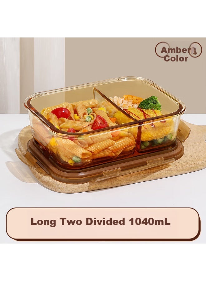 Cilock Xile Kuo Heat-resistant Glass Food Storage Container, Microwave-safe Heating Lunch Box With Lid For Office Workers, Sealed Meal Container, Amber - Image 1