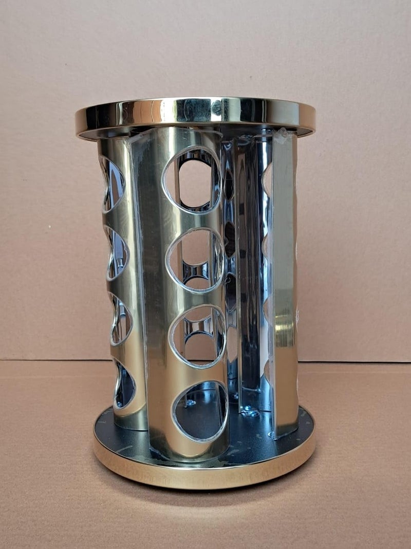 MUGATH Golden Spice Rack with 16 Round Spice Jars 360 Rotating Stainless Steel Spice Carousel Spice Organiser Spice Rack Standing Spice Jars with Shaker Insert Spice Jar21X21 28CM - Image 3