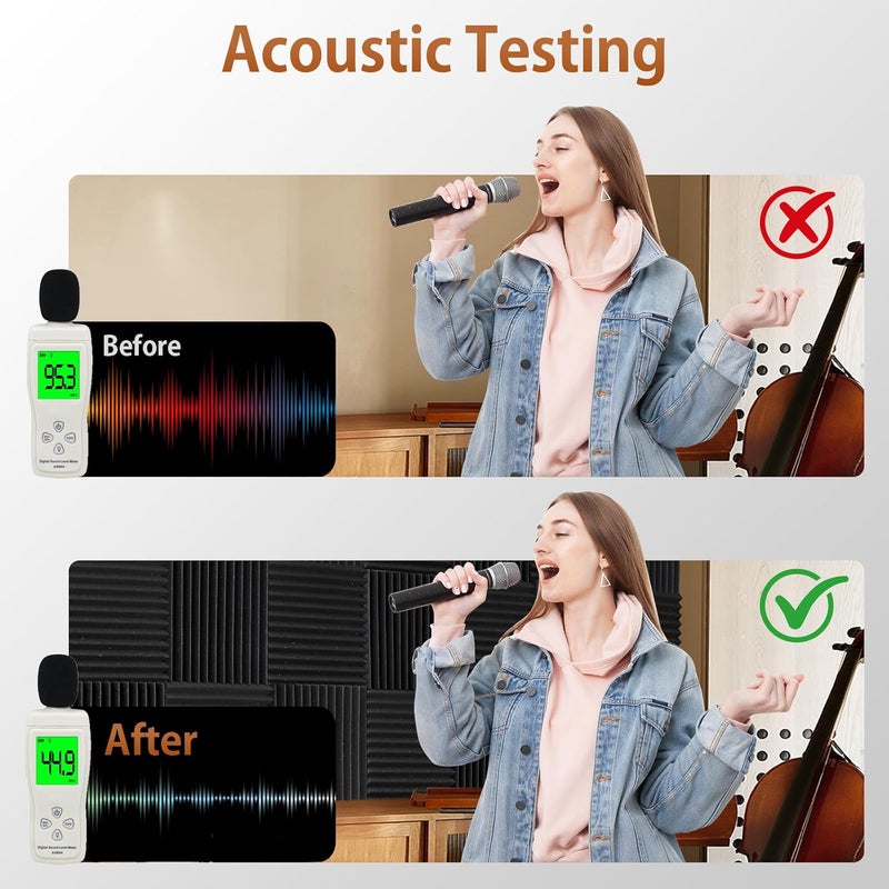 SD SODOCT 48 Pack Acoustic Foam Panels with Self Adhesive 12" X 12" X 1" Sound Proof Foam Panels for Walls High Density Wedge Soundproof Wall Panels for Studio Office Gaming Room - Image 3
