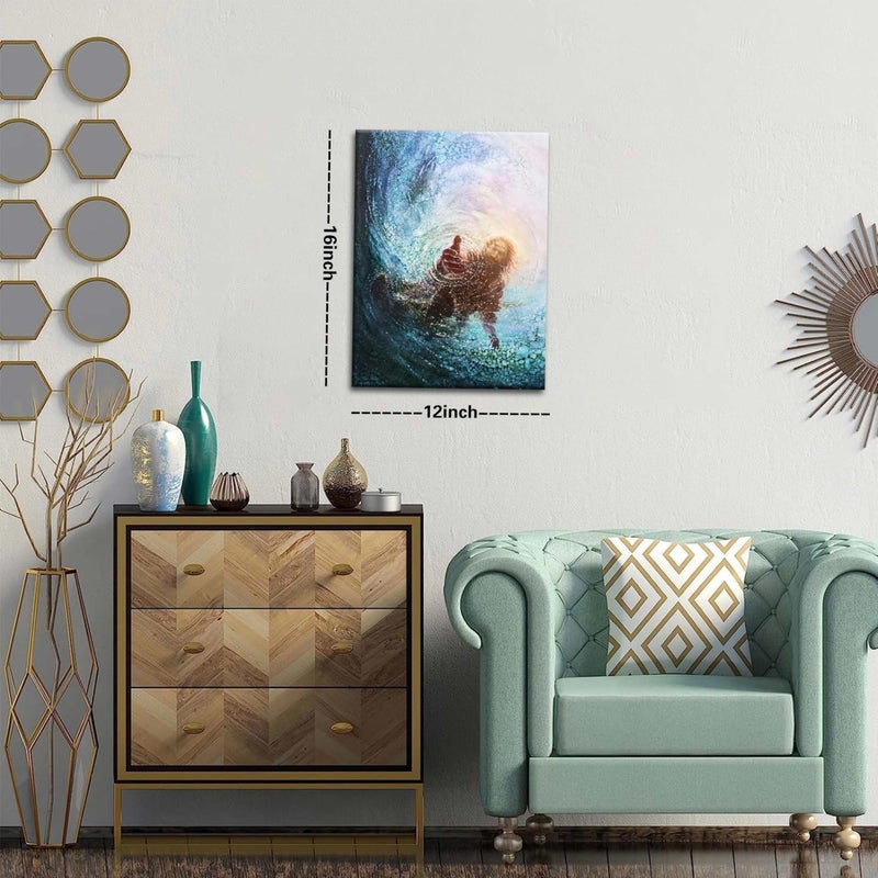 AKWISH Jesus Christian Wall Art, Hand of God Canvas Paintings Posters Prints, Christ Religion Bible Jesus Salvation Wall Decor for Church Study Prayer Room Home Decoration 12x16 in Framed - Image 3