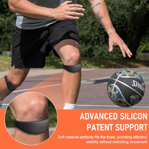 HANNEA® 2 PCS Knee Support for Men Gym Silicone Stretchy Knee Band for Pain Relief 26mm Wider Patellar Support Adjustable Patella Band Soft Design for Running, Tennis, Football - Image 5