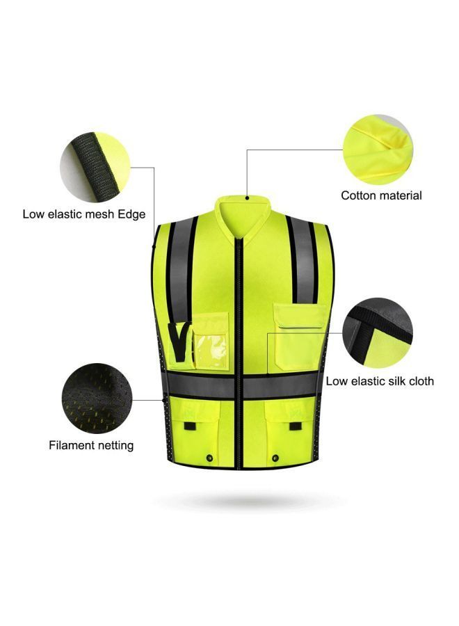 NIBEMINENT High Visibility Reflective Safety Vest Green/Grey/Black XL  - Image 4