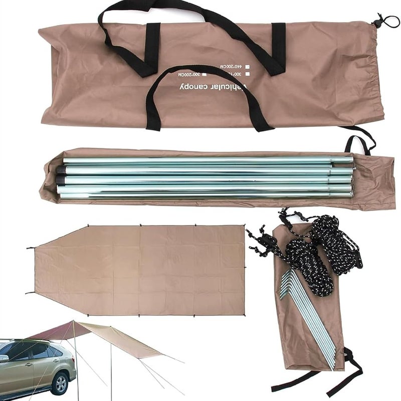 Saraele Versatility Car Awning Tailgate Awning 118x78In Oxford Fabric Stable Waterproof & Portable SUV Side/Rear-Mounted Universal-Fit Car Camping Tent Sun Shelter Uv Protection - Image 1