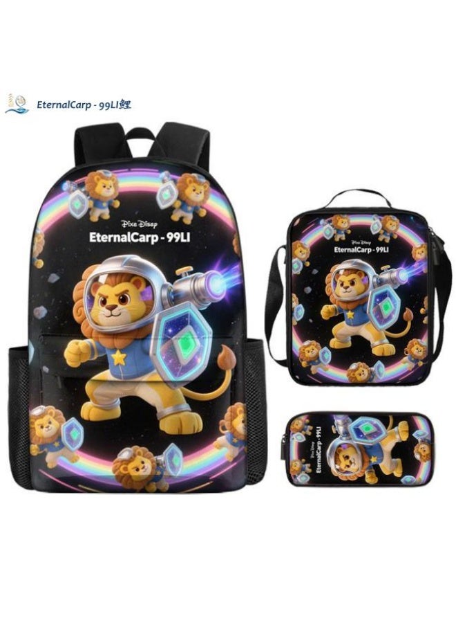 Bright Li Fire Shoulder + hand-held + stationery bag | Cartoon bag 3-piece set, easy to cope with various occasions (available for students, children, friends' outings, mountain climbing, school, etc.) | Back to school season/holiday gifts - Image 1