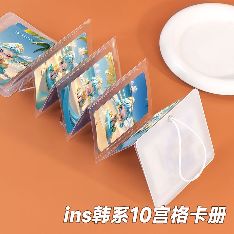 Small Red Book With Telescopic Folding Transparent Card Book Large Three-Inch Po Storage Book Love Beans Small Card Storage Display Book - Image 3