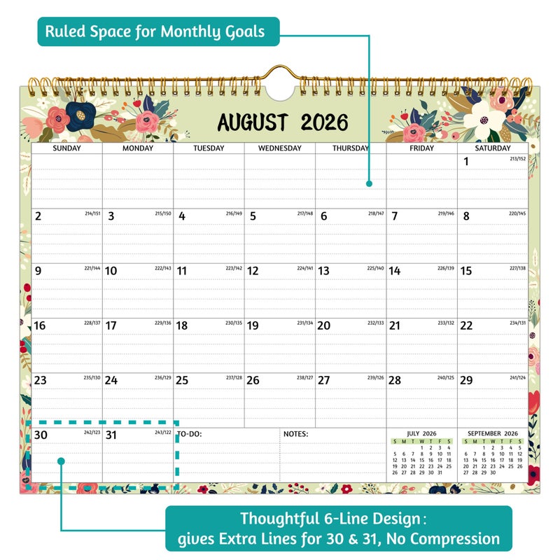 BowCuk Wall Calendar 2026-2027 â€“ 2 Year Calendar 2026-2027, 14.57 x 11.42 In, Jan 2026 - Dec 2027, 2026 Calendar 24 Months, Monthly 2026, with Ruled Blocks, Thick Paper, Holidays, To-do List ï¼† Notes - Image 4