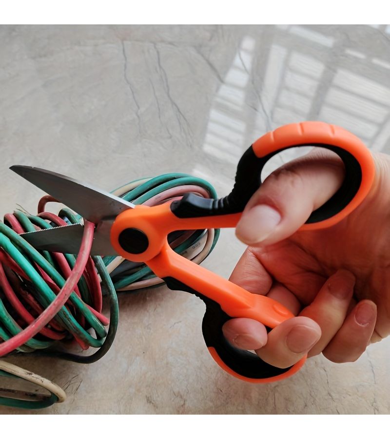 Orange Black Multifunctional Electrician Scissors Industrial Wire Duct Cutter Cable Pliers - Image 1