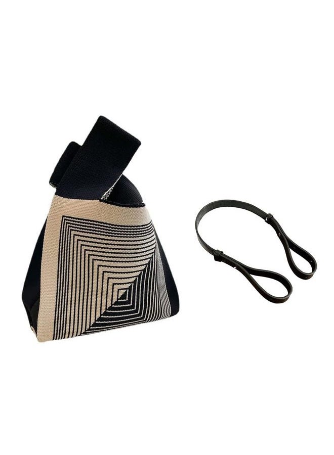 OATSBAS Wrist Handbag for Women Wristlet Handbag Sleeve Knot Pouch Portable Purse Tote Gift Bag, Black-strap, 8*4.3*13.8 inch - Image 1