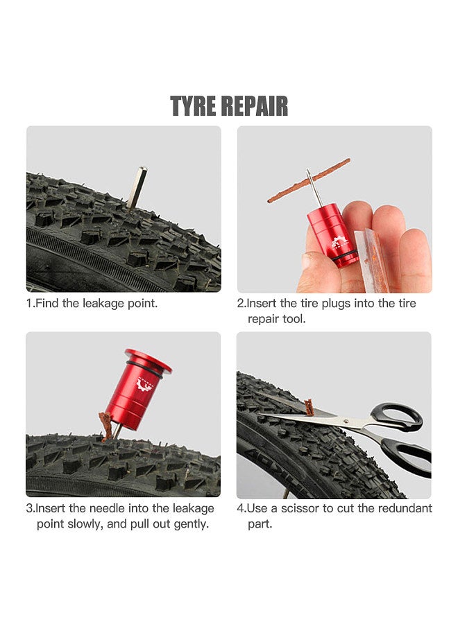 YSANAM Bicycle Tubeless Tyre Repair Kit MTB Road Bike Tires Drill Tool with 5 Tire Plugs and Handle Bar End - Image 4