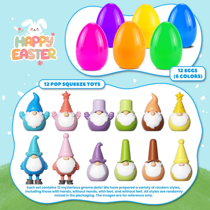 AT-DRESSINGDAY Easter 12 Pcs Party Supplies Easter Gnome Dwarf Figurines Plush Mini Dwarf Hunting Egg Figures for Gifts - Image 2