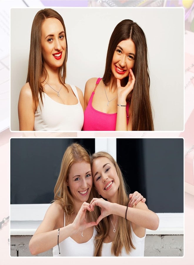 Bonuci 6 Pcs Best Friends Gifts Jewelry Set, Include BFF Necklace for 2 Matching Friendship Necklaces Sun and Moon Bracelets Adjustable Rings for Couples Best Friend - Image 4