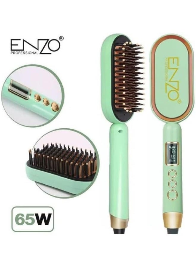 ENZO Professional مشط فرد الشعر الاحترافي PrecisionWare ENZO EN-4102 نموذج جديد - تسخين سريع، درجة حرارة قابلة للتعديل، طلاء سيراميك لتصفيف سهل (أخضر) - Image 4