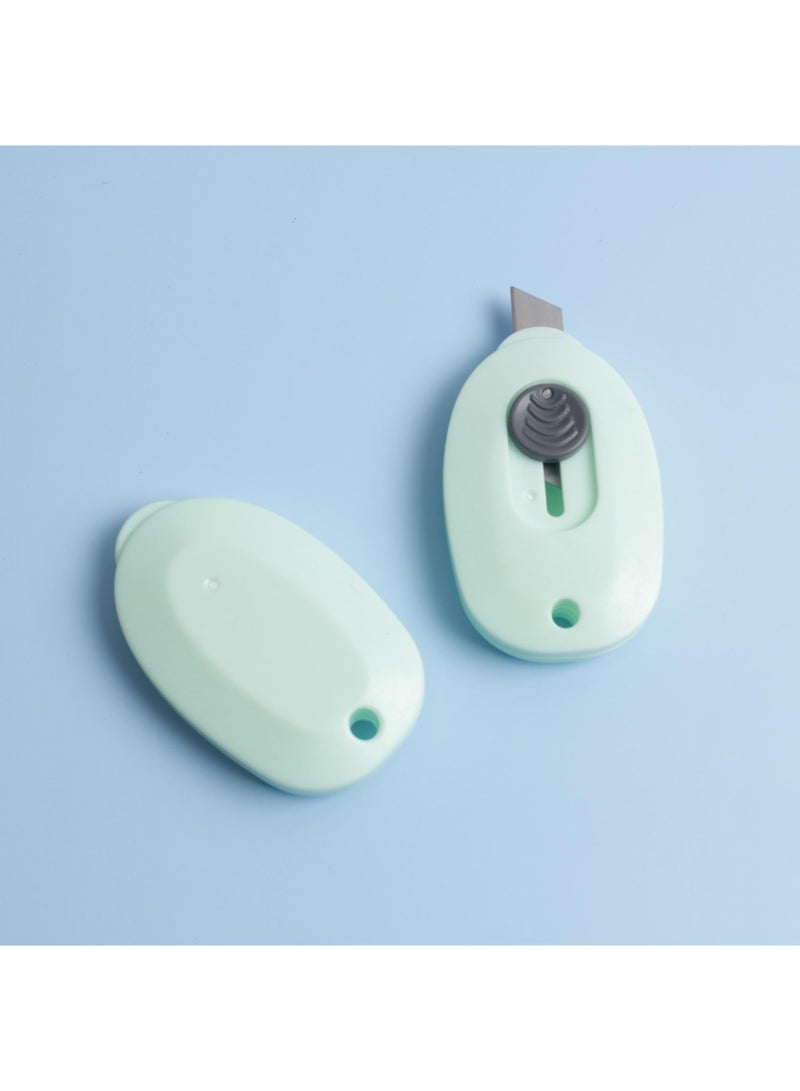 Sweet seven Retractable Ceramic Utility Knife Set - 3pcs Mini Safety Box Openers with Keychain Holes in Pink, Green, and Blue - Durable Blades for Easy Cutting and Portability - Image 2