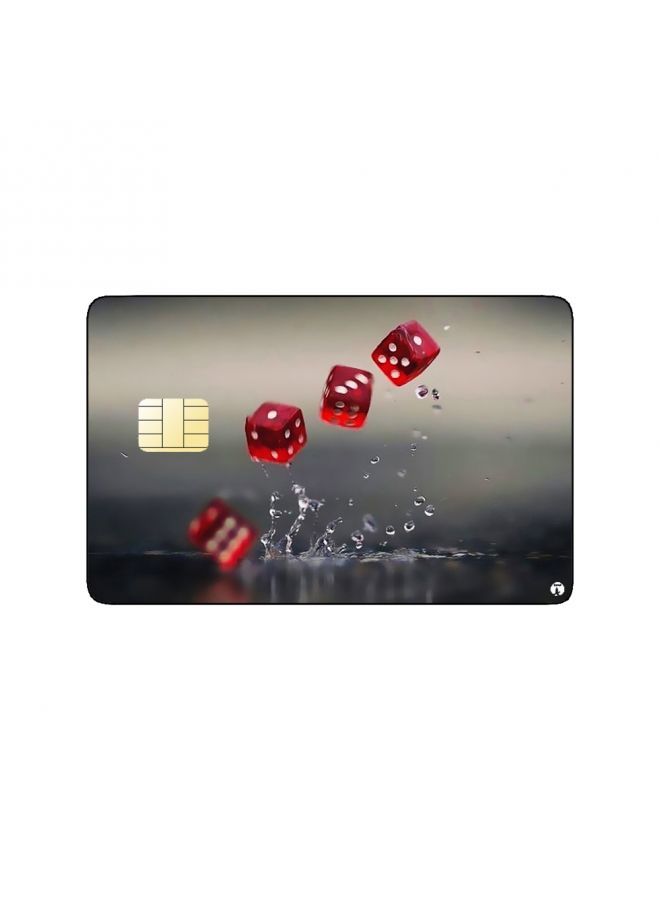 RKN ملصق بطاقة بنكية مطبوع رسم نرد أحمر جمالي في الماء - Image 1