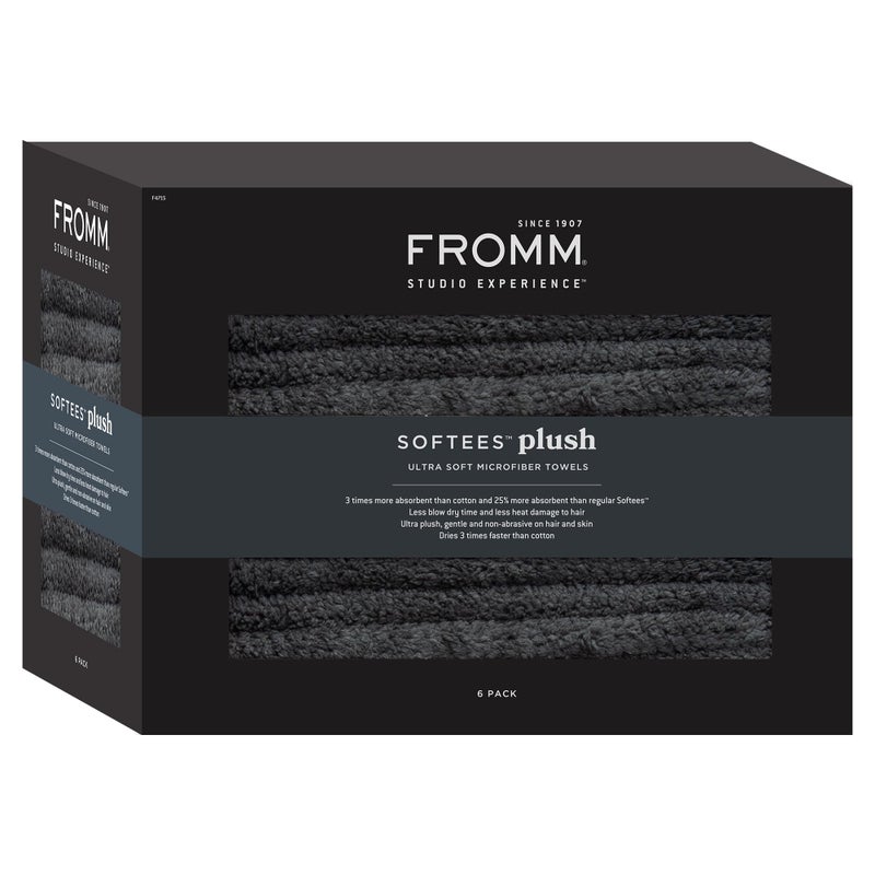 Fromm Softees Plush Microfiber Towels For Hair Salon  Barber  Spa  Ultra Soft Hair Wrap For Drying Hair  Hands  Face  Dark Grey  20 X 34 Inches  6 Pack - Image 1