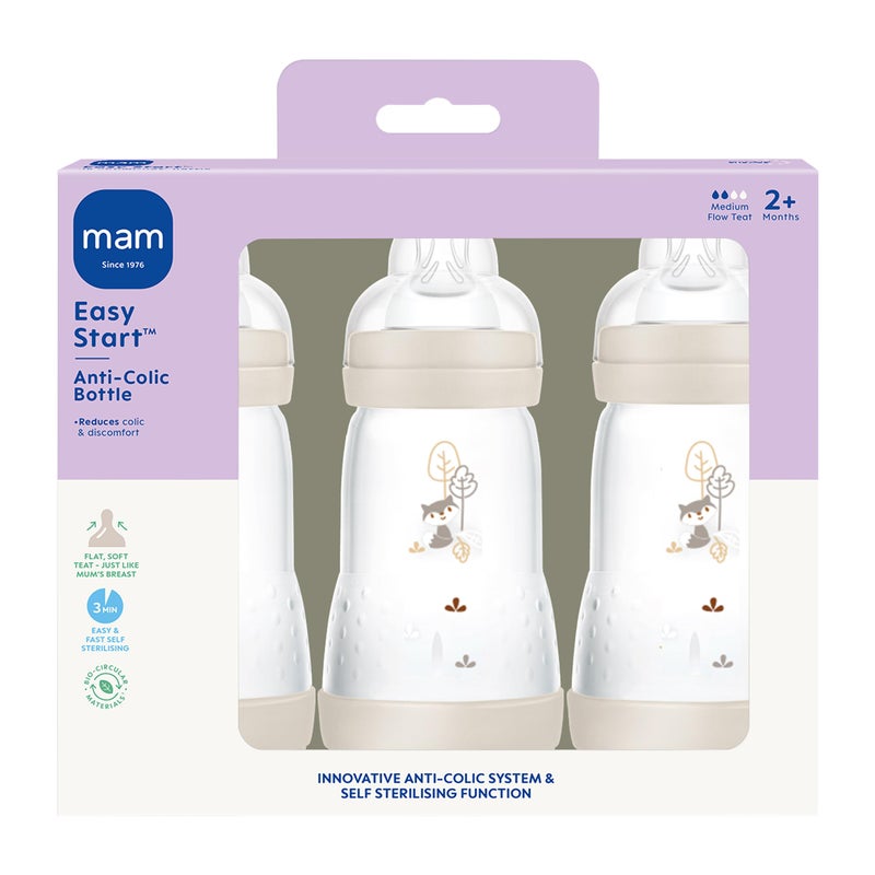 MAM Babyprice Mam Self Sterilising Anti-colic Bottle 260ml 3 Pack Neutral Colours - Image 2