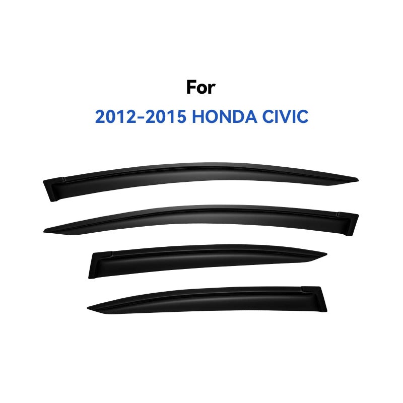 YQAUTEC Window Visors Rain Guards for 2012 2013 2014 2015 Honda Civic, Out-Channel Window Vent Wind Deflectors Visors Shades for 12 13 14 15 Civic Sedan - Image 2
