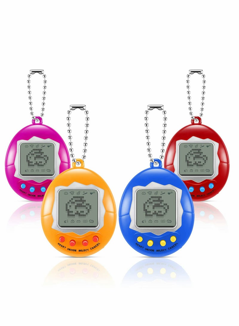 4 Pieces Virtual Electronic Digital Pet Keychain, Game Digital Game Keychain, Nostalgic Virtual Digital Pet Retro Handheld Electronic Game Machine with Keychain for Boys and Girls - Image 1