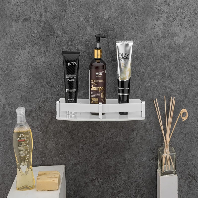 FORTUNE Acrylic Wall Mount Shelf Bathroom MultiFunctional Storage Shelf Kitchen Shelves Toilet Basket Accessories Homes Hotels DecorWhite Shelf 12x5 Pack of 1 - Image 2