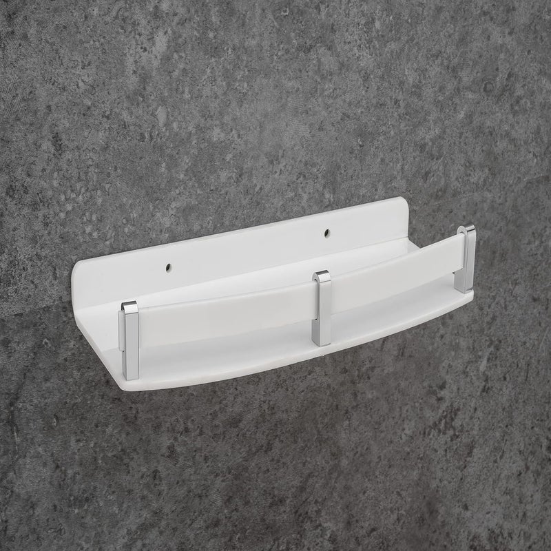 FORTUNE Acrylic Wall Mount Shelf Bathroom MultiFunctional Storage Shelf Kitchen Shelves Toilet Basket Accessories Homes Hotels DecorWhite Shelf 12x5 Pack of 1 - Image 3