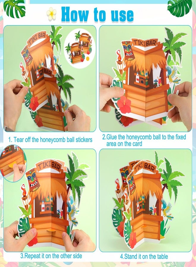 هواف 9 قطع من قطع مركزية على شكل قرص العسل من هاواي لوآو، ديكور قرص العسل ثلاثي الأبعاد على شكل أناناس، ديكورات طاولة لوآو استوائية صيفية لحفلات أعياد الميلاد وحفلات الزفاف وحفلات حمام السباحة على الوجهين - Image 4