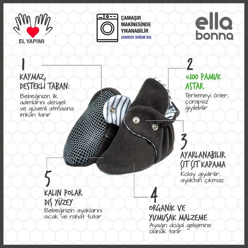 Ella Bonna Non-Slip Sole Booties for Girls and Boys Baby Slippers Home Boots  - Image 3