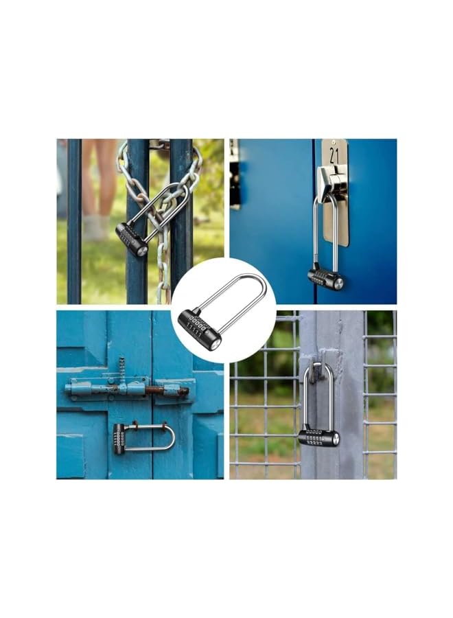 PROMASS Palm size U-shaped Locker Cabinet Door Handles Combination Lock, 5-Digit Password, Zinc Alloy, Black - Image 2