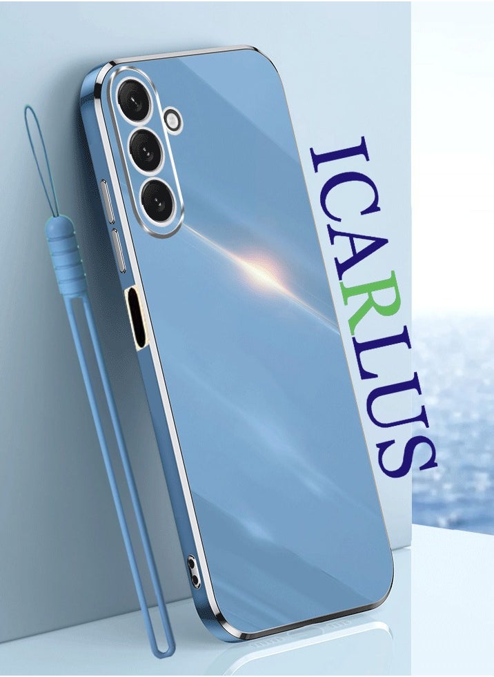 ICARLUS For Samsung Galaxy A25 5G Case Glossy Electroplating TPU Protective Cover Gold-Blue 