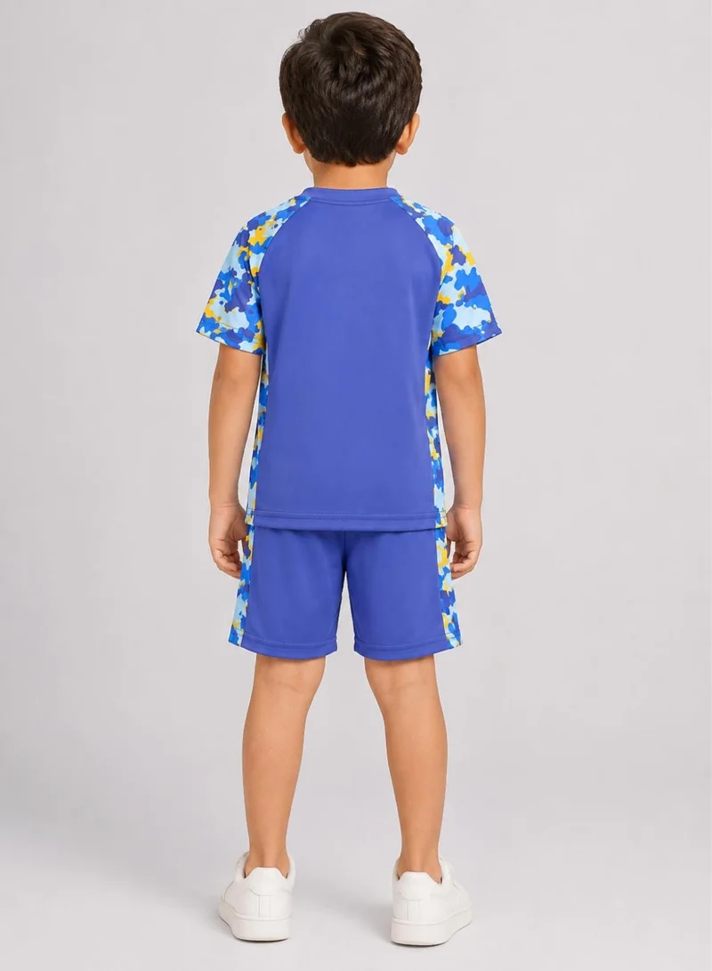 Babyqlo Boys Blue Camo Print Rash Guard Swim Set