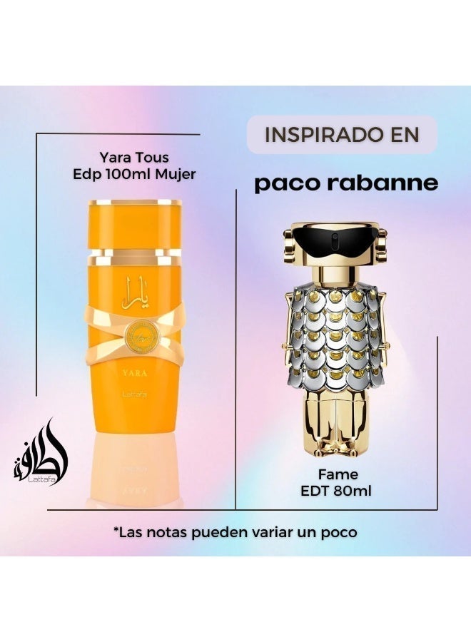 Lattafa Yara Tous Eau de Parfum for Women - 100 ml Inspired by (Paco Rabanne Fame) - Image 3