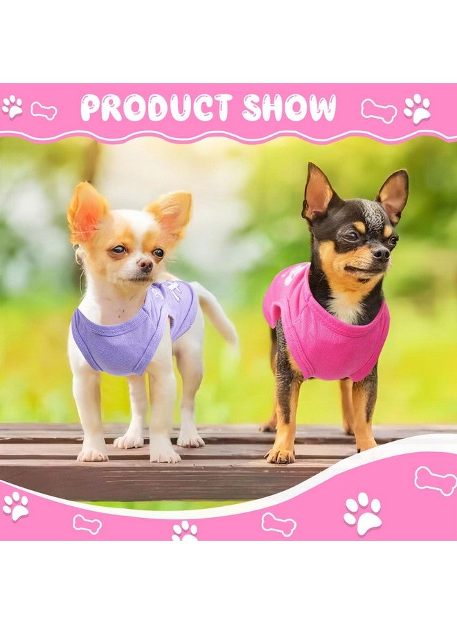 4 قطع ملابس كلاب صغيرة للبنات ملابس صيفية ناعمة للجراء من نوع شيواوا ملابس كلاب صغيرة لطيفة قمصان كلاب أنثوية قابلة للتنفس ملابس حيوانات أليفة وردية اللون ملابس كلاب للبنات (XX-صغير) - Image 4