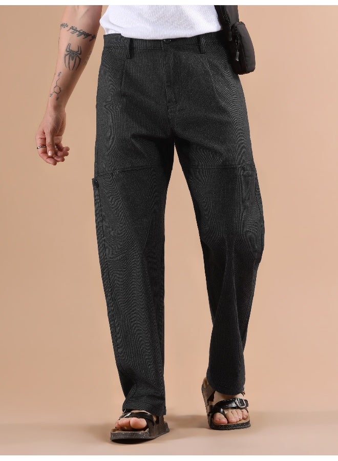Beyoung Black Houndstooth Cargo Trouser  - Image 1