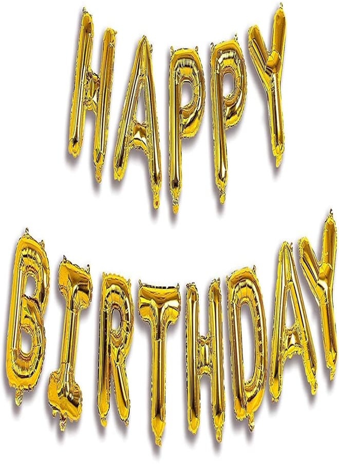Sundell - Happy Birthday Balloons Banner, Sundecor 3D Gold Lettering Mylar Foil Letters Inflatable Aluminum Balloons Party Event Decorations for Kids and Adults Reusable Ecofriendly Birthday Party Supplies - Image 1