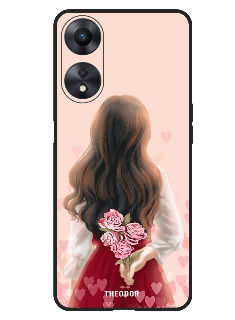Theodor Protective Case Anti Scratch Shock Proof Bumper Cover For Oppo F23 5G Girl Hiding Flowers - Image 1