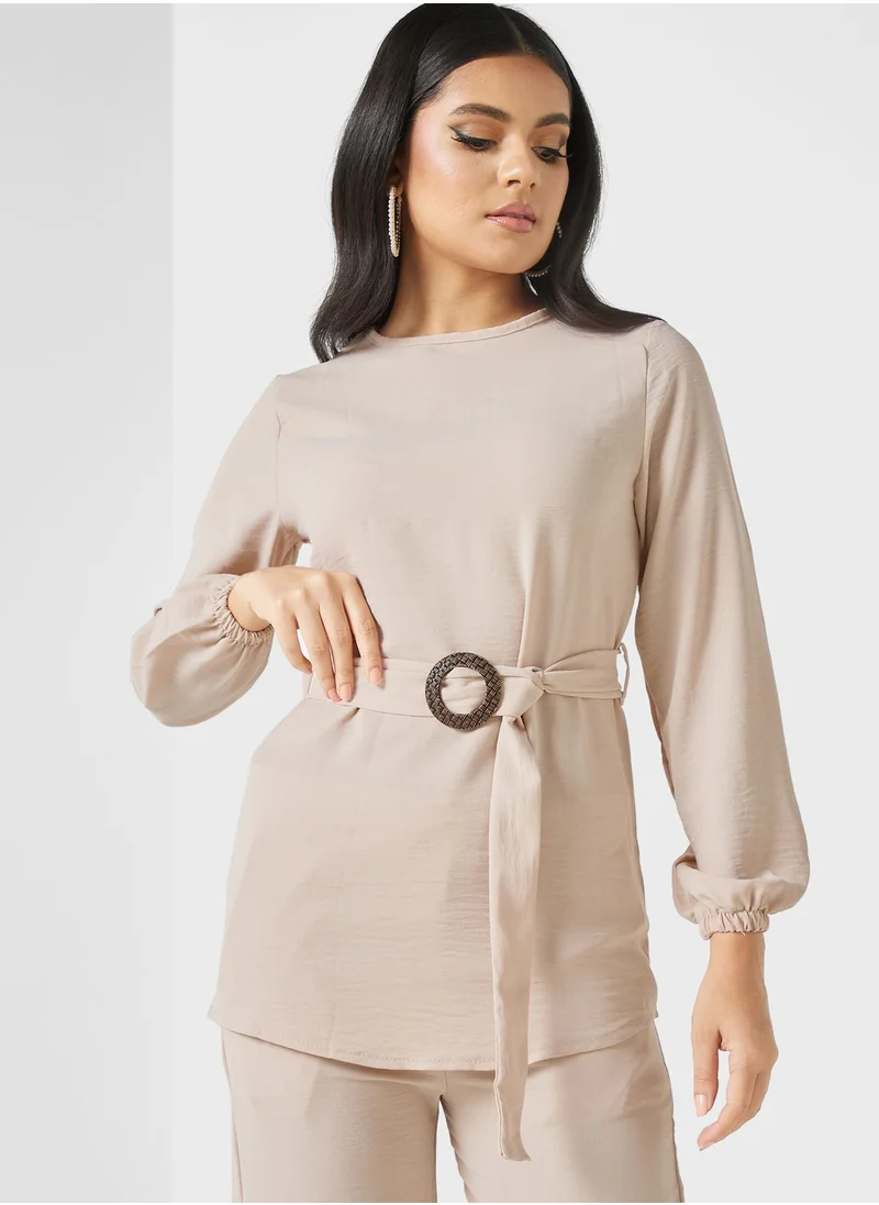 Khizana Ring Belted Top Pants Set